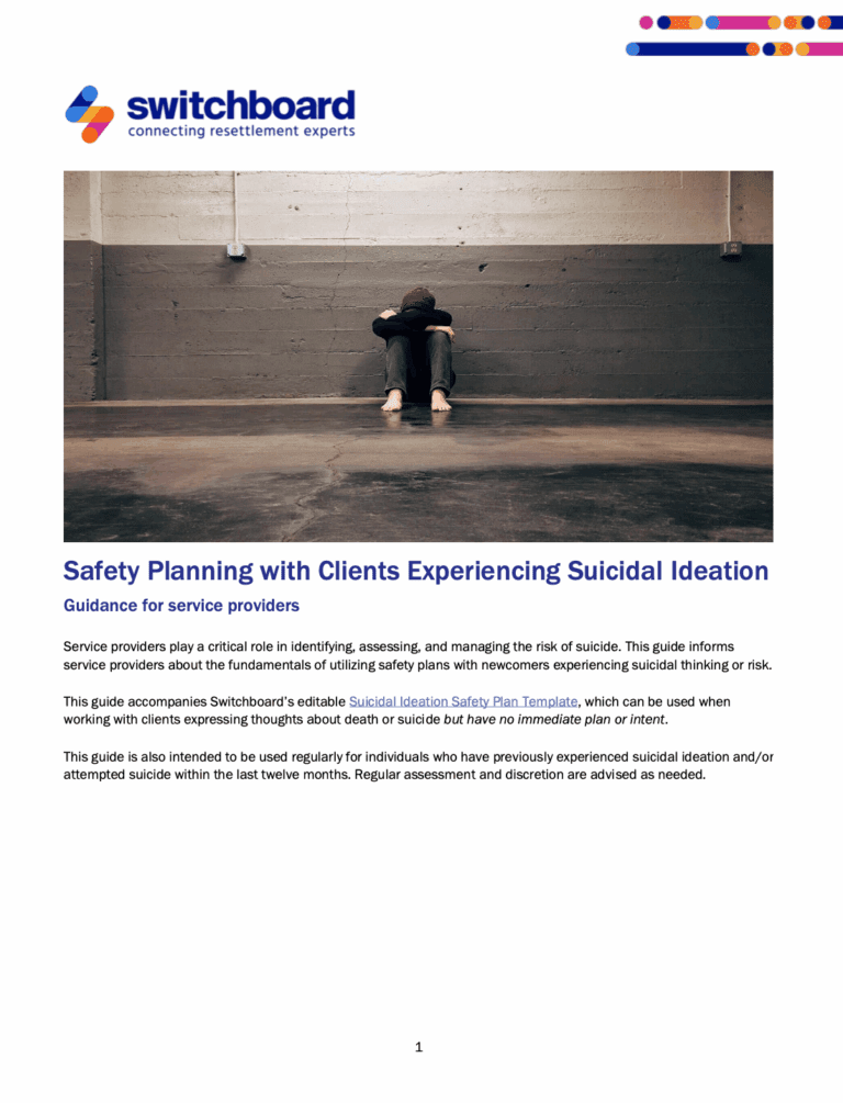 Safety Planning for Suicidal Ideation